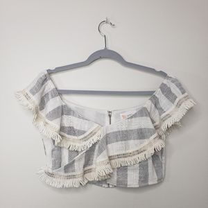 L' Atiste by Amy gray and white striped crop top
